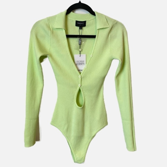 Bardot Rosario Knit Bodysuit In Lime Size XSmall NWT - Picture 11 of 11